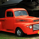 '49 Mercury truck in bright orange