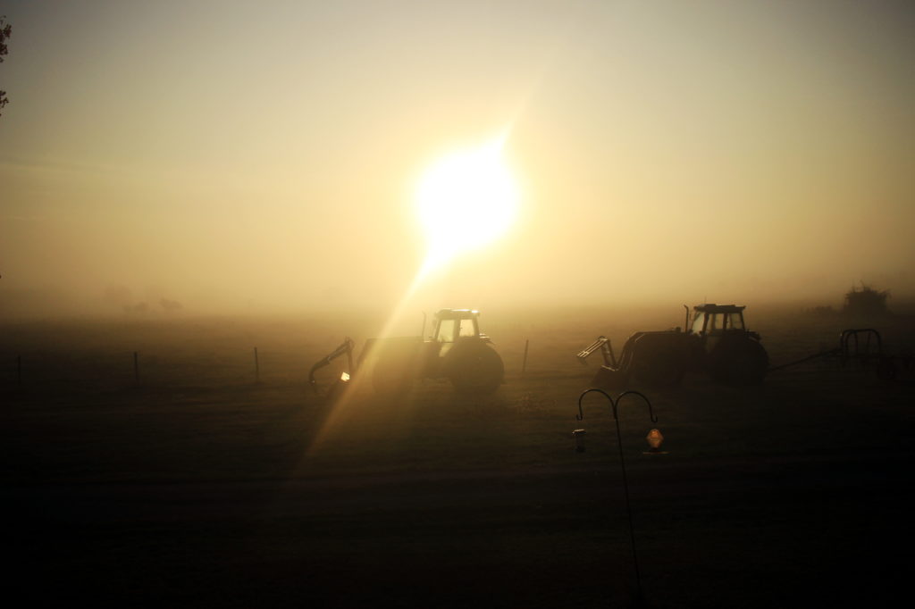 Tractors in the fog