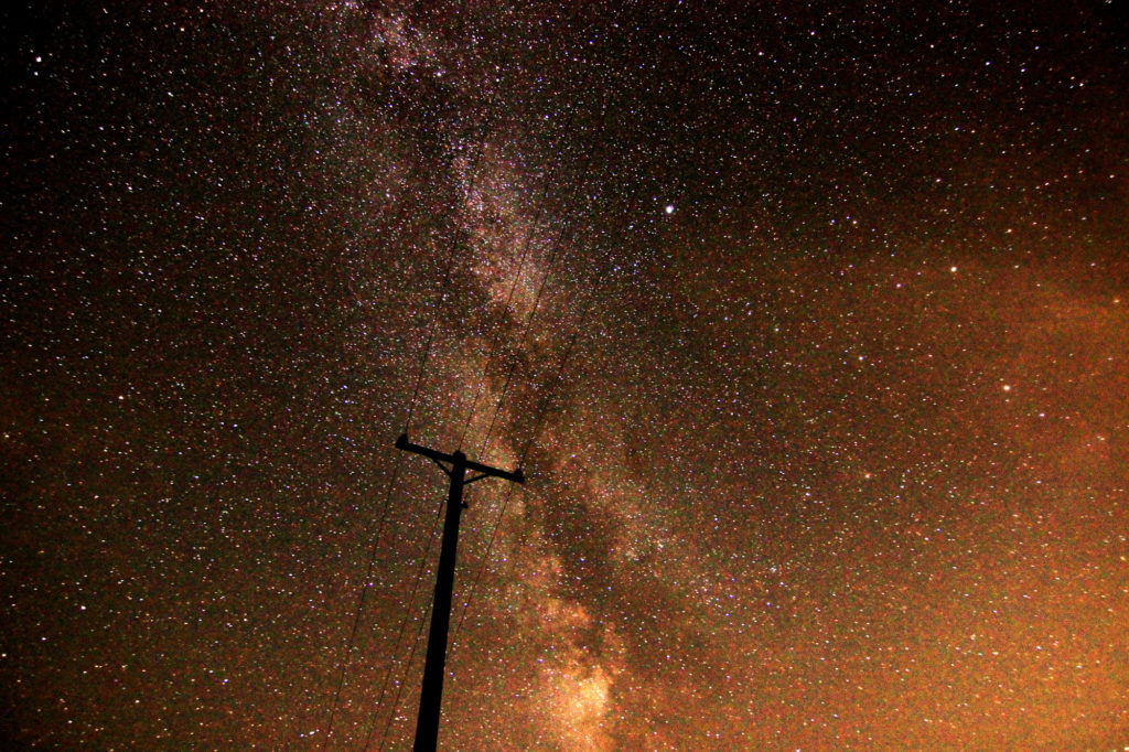 The Milky Way behind a telephone pole