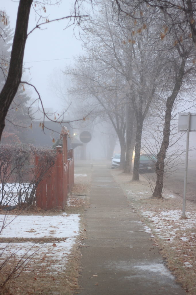 Foggy sidewalk