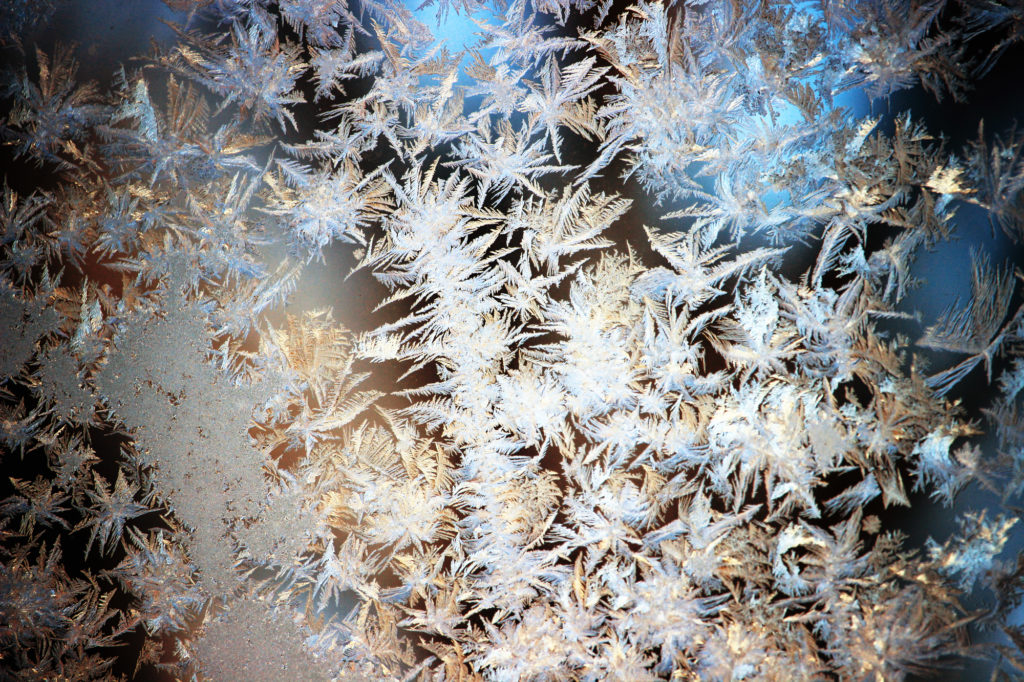 Frosty windows in the porch
