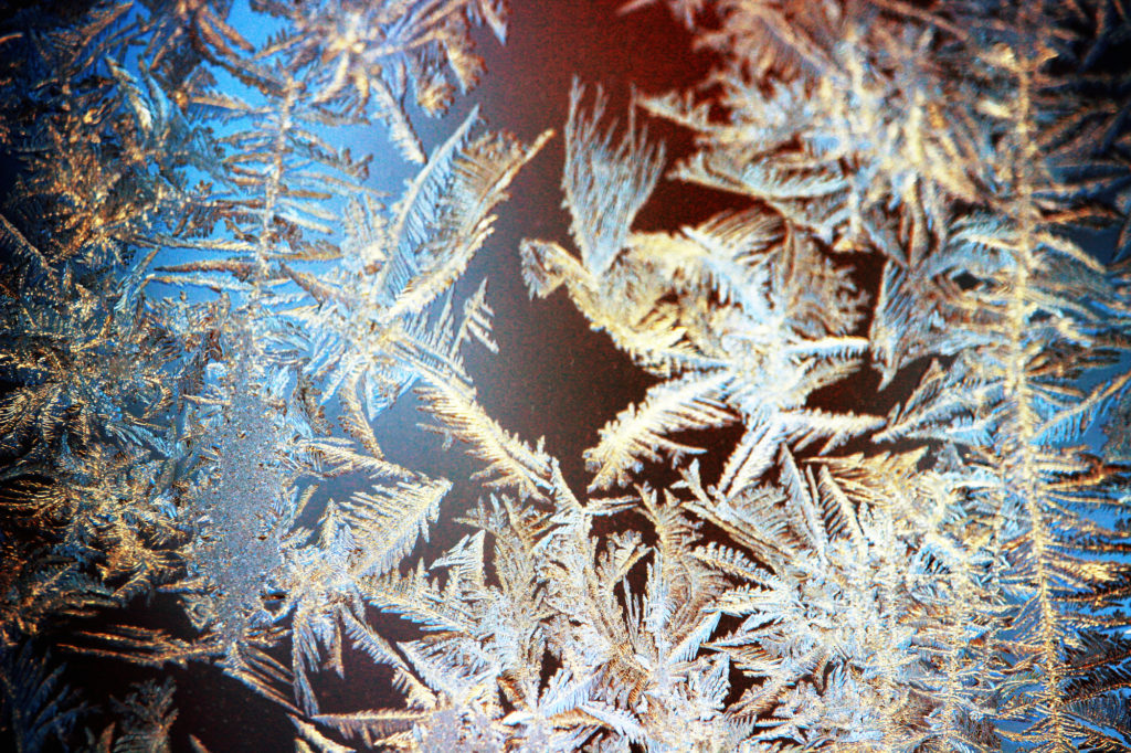 Frosty windows in the porch