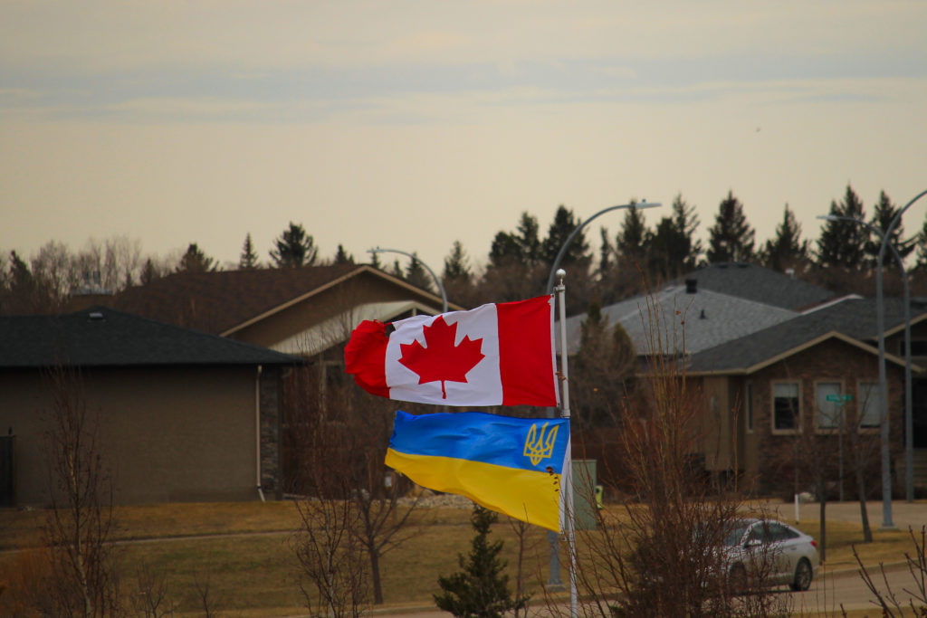 Canadian and Ukrainian flags
