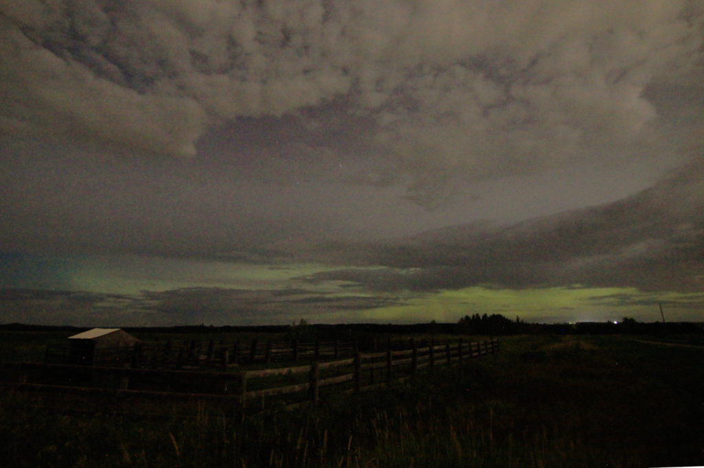 Clouds with a bit of auroral green