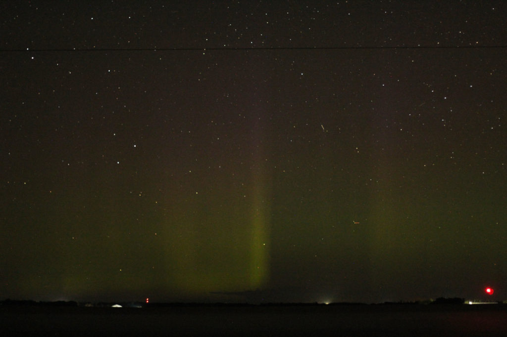 Aurora Borealis, faint and near the northern horizon