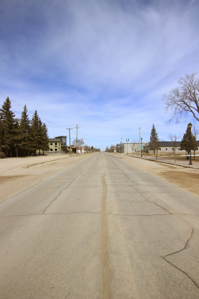 Central Ave. in Ste. Rose, facing north from the library