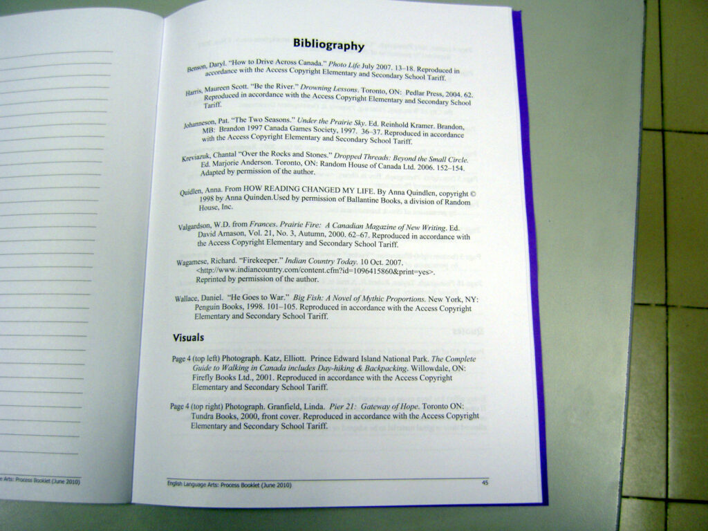 The exam's bibliography
