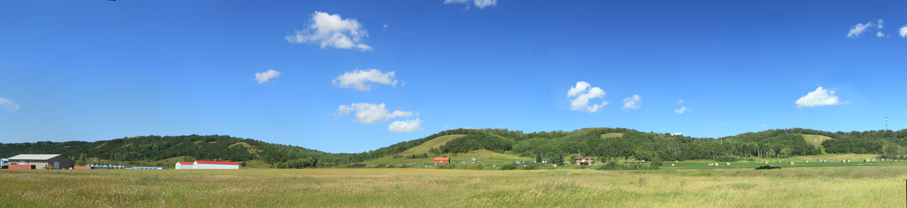 Wide panoramic shot of the hills to the north of me