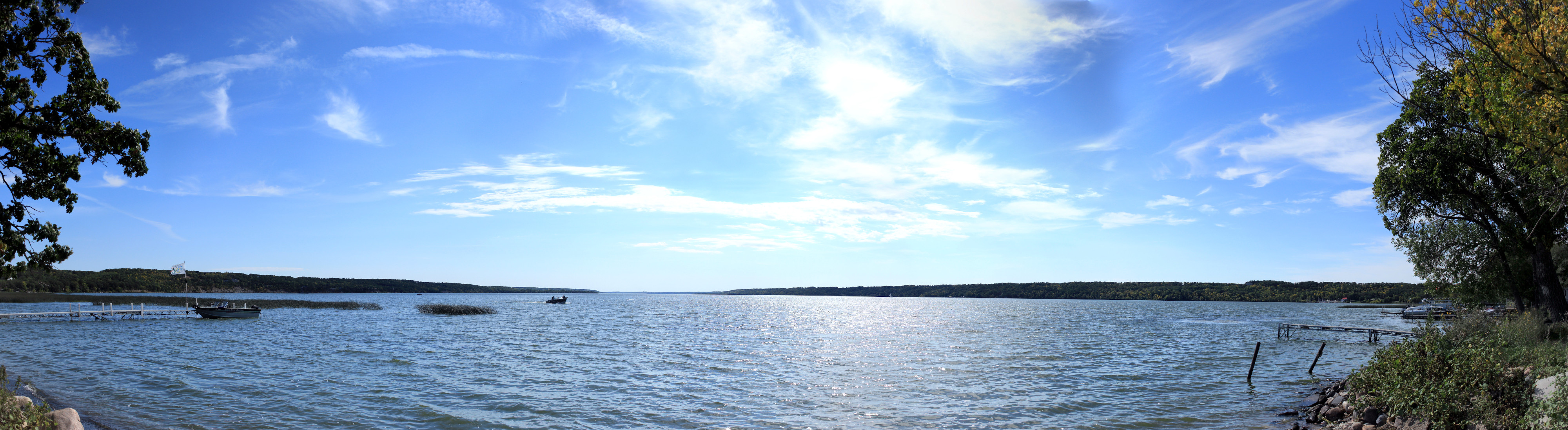 Panoramic view of Pelican Lake in Ninette, MB.