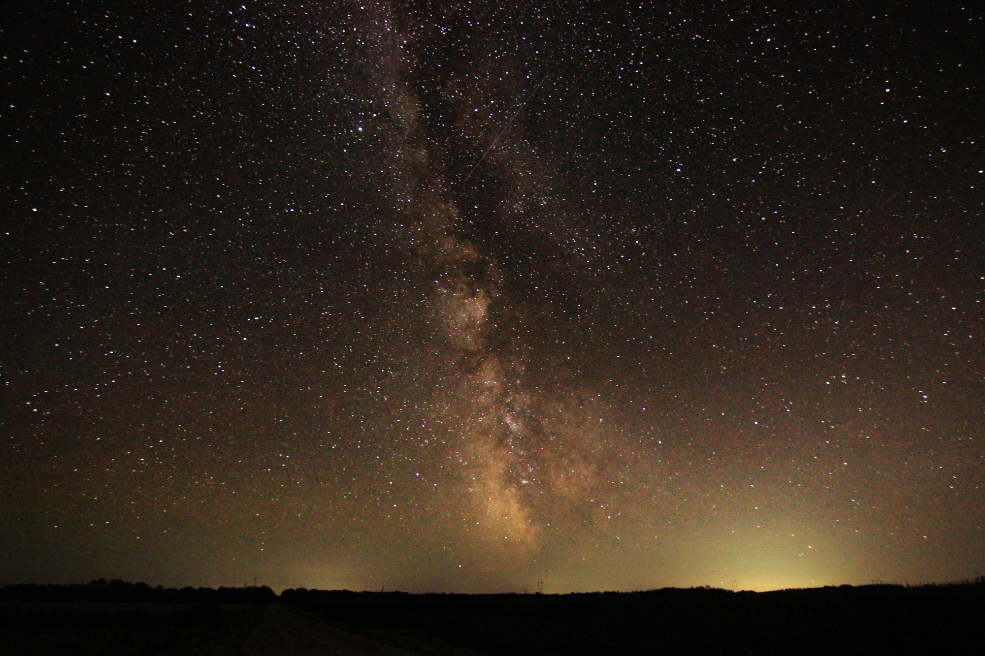 The Milky Way above a prairie horizon