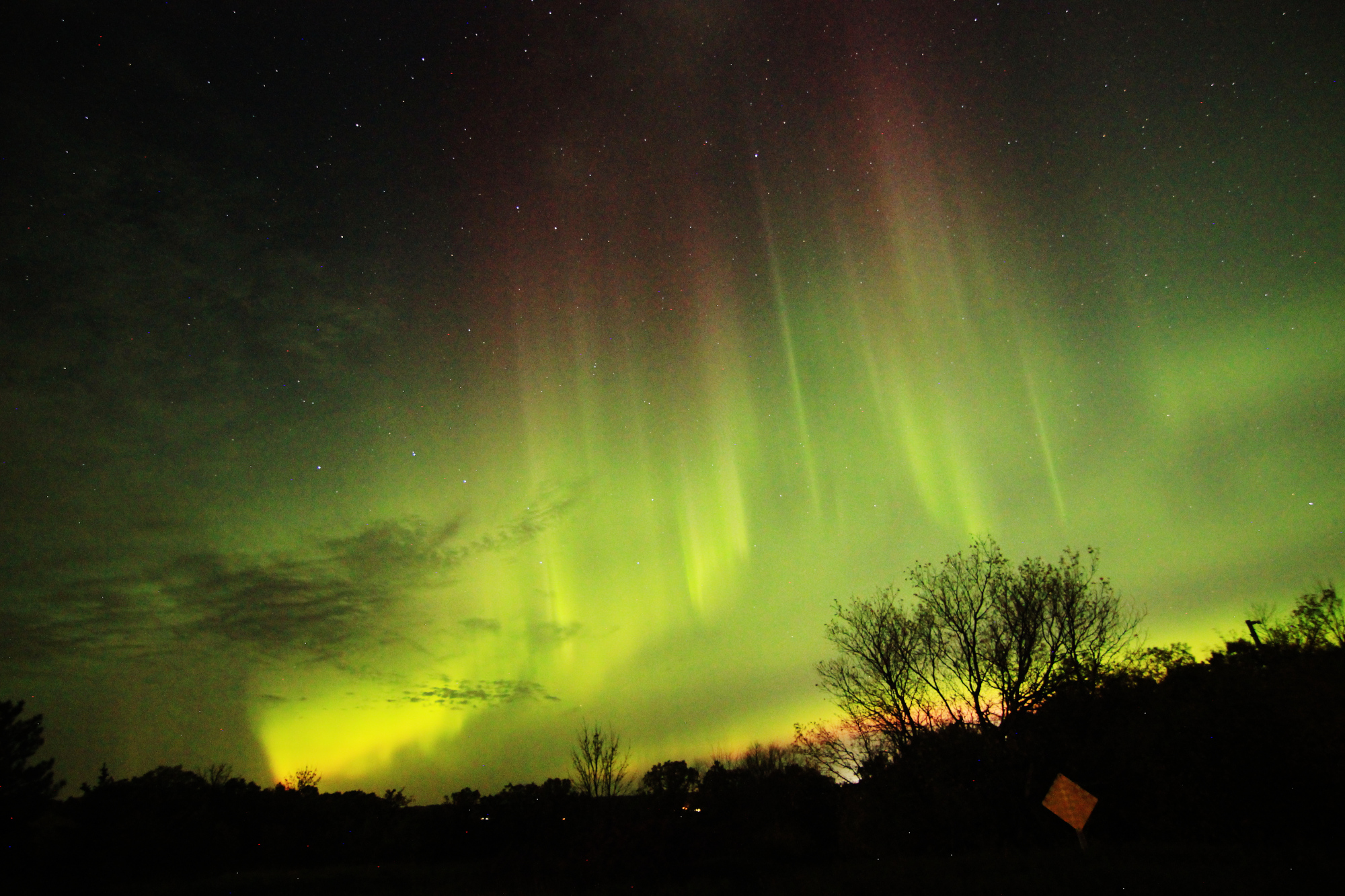 Bright green aurora borealis