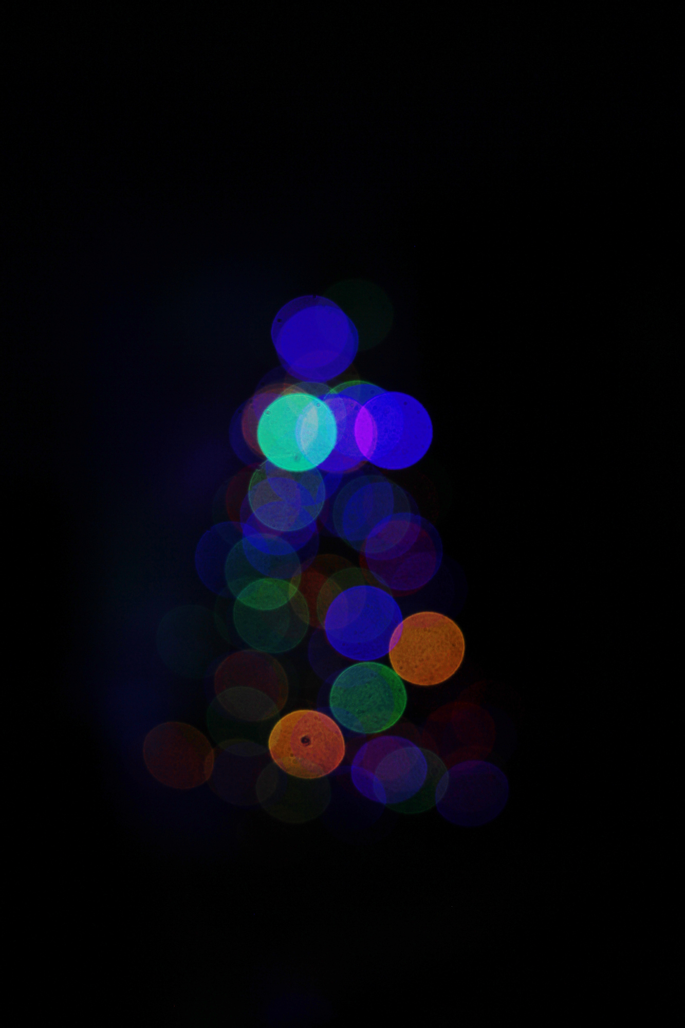 Our Christmas tree, very very blurred so that all you can see are the lights