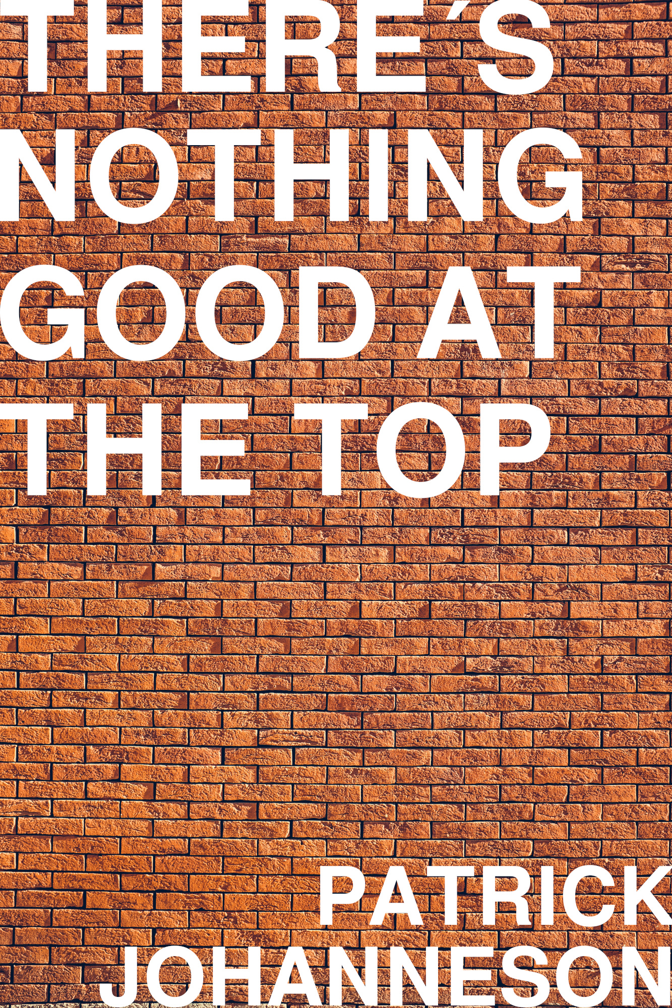 A brick wall with "There's Nothing Good at the Top" on it in a blocky font
