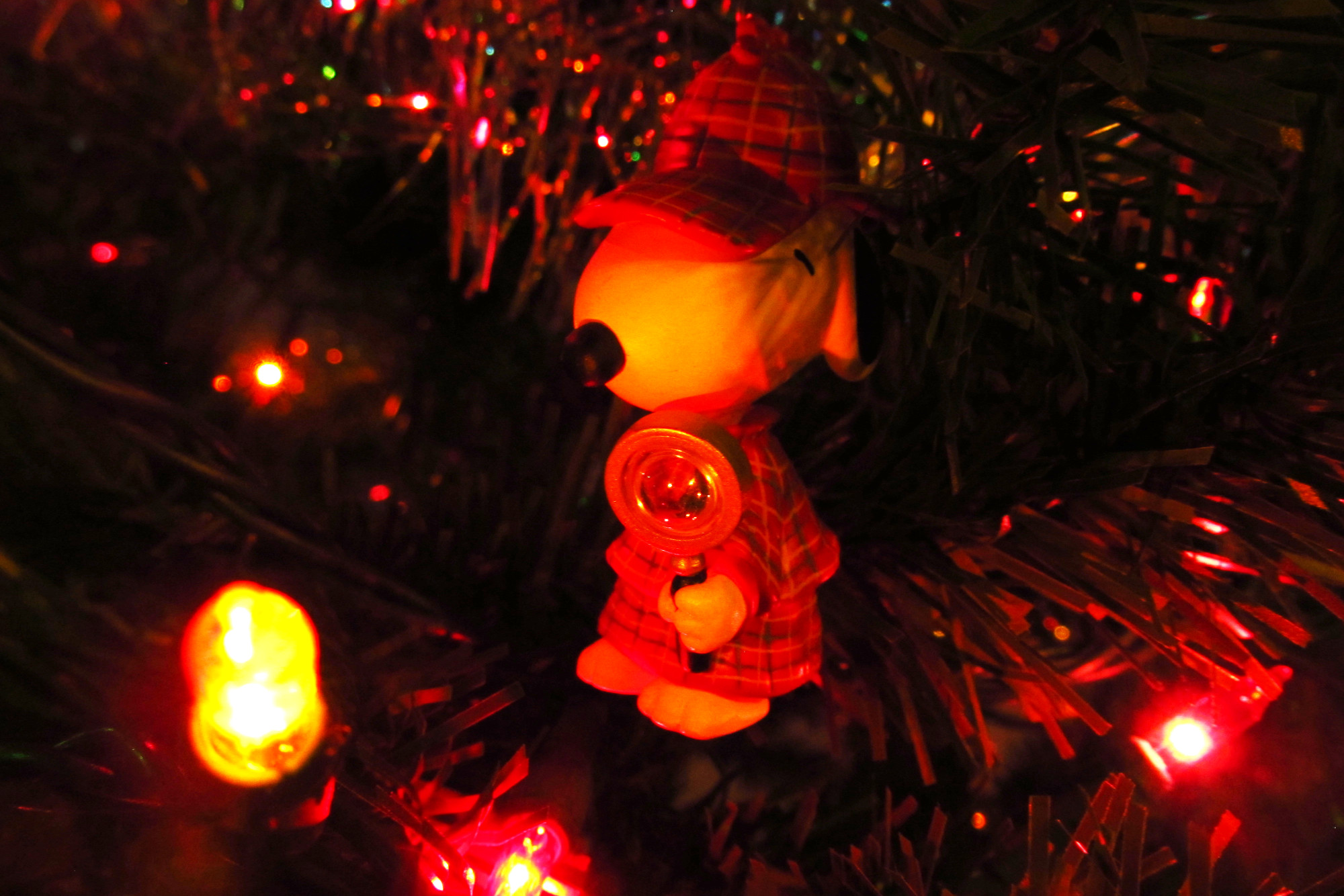 A Snoopy decoration on our Christmas tree