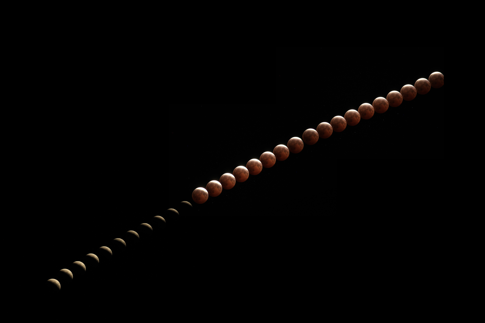 The moon, slowly being covered by Earth's shadow