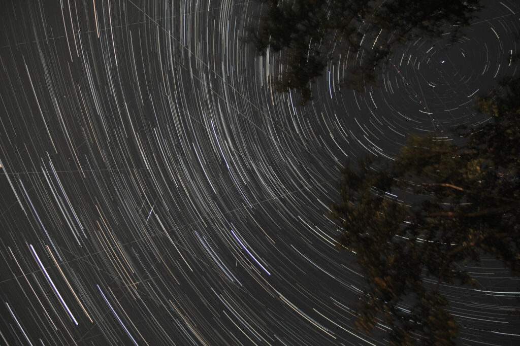 Star trails, as seen from my deck